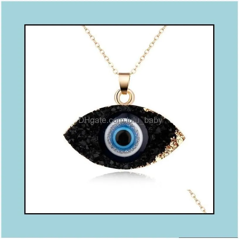 Pendant Necklaces Pendants Jewelry Simple Evil Eye Druzy Drusy Necklace Women Resin Handmade Clavicel Chains For Female Christmas