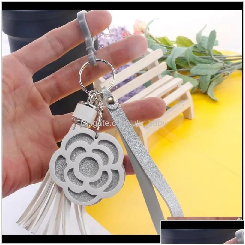 8 Styles Valentines Day Flower Keychain Tassel Leather Trinket Key Rings For Holder Purse Car Bag Pendant Handbag Spoct Dmoyp