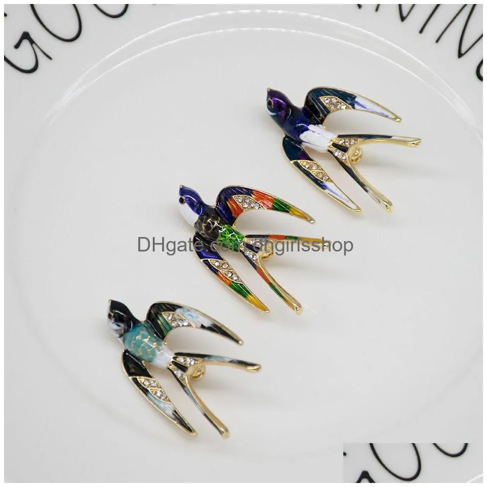 classical enamel flying swallow brooch pins for women animal bird brooches jewelry gift