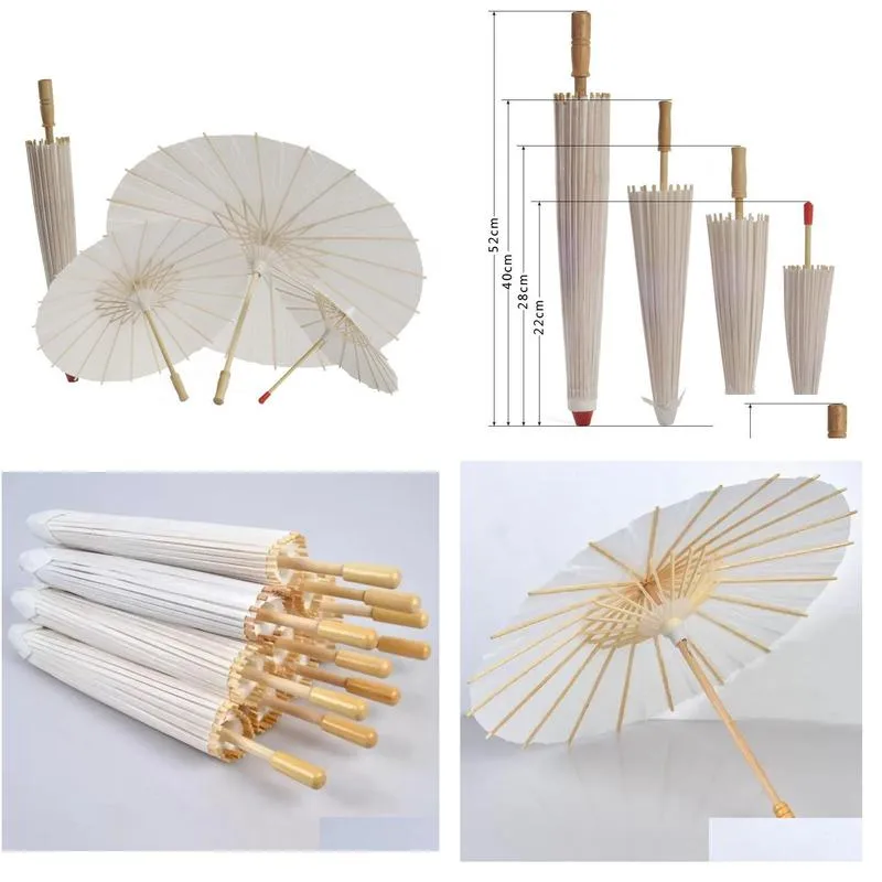 stock fans parasols wedding bride parasols white paper umbrella wooden handle japanese chinese craft 60cm diameter umbrellas