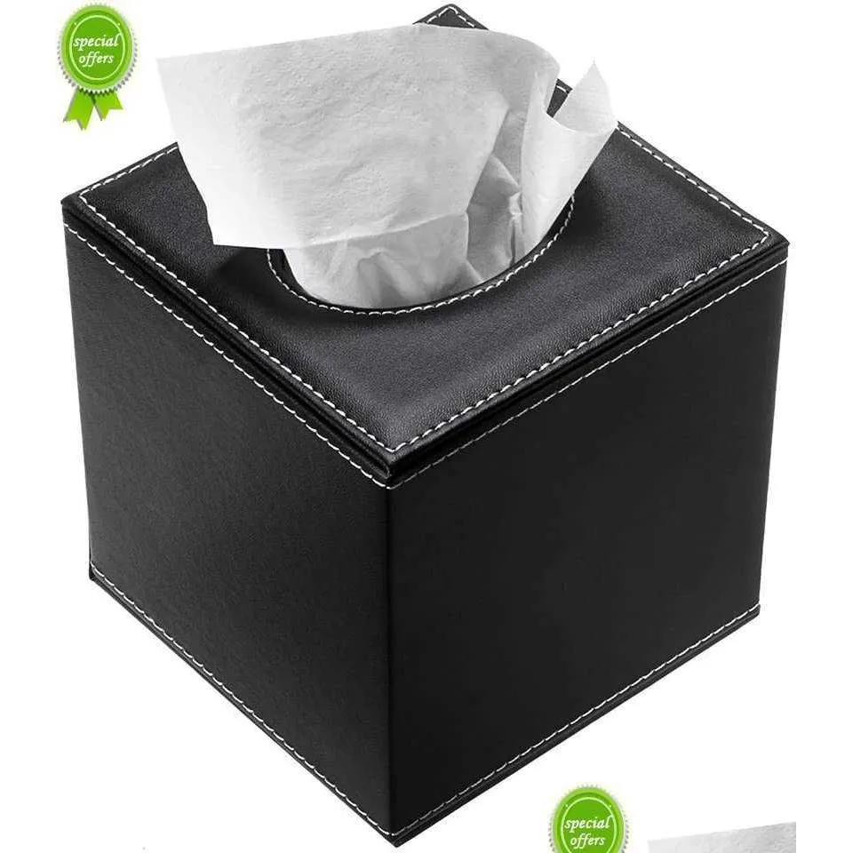  stylish pu leather tissue box holder square napkin holder drawer tissue box dispenser for home office car decor