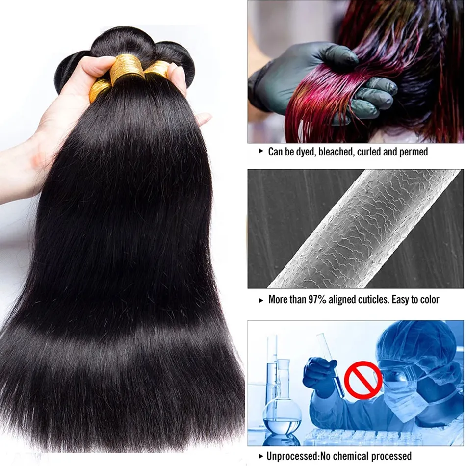 Bone Straight Human Hair Bundles Long 30Inch 1/3/Deals Sale For Black Women Brazilian Remy Hair Extension Natural Color