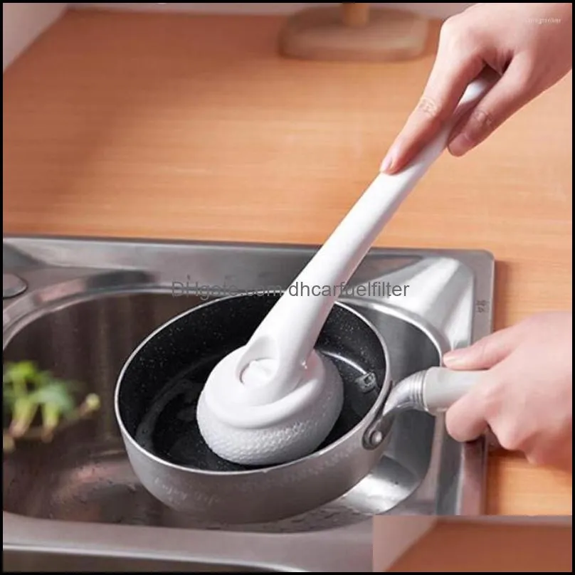 Car Sponge Dish Cleaning Brush With 2 Spare Heads - Long Handle Cleaner For Washing Pot Lid Pan Sink Spoons And So On