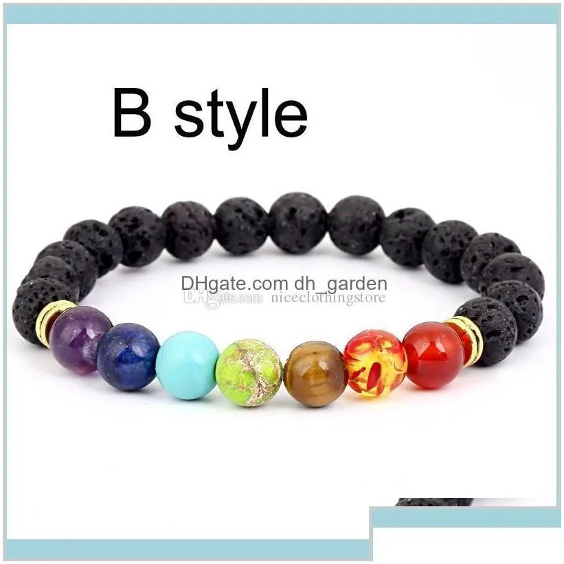 7 Chakra Stones Natural  Oils Self Confidence Holistic Aromatherapy Lava Stone Mala Meditation Juxao Charm Bracelets Piw50