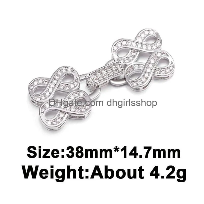 riversr cz micro pave connecting buckle white pink yellow gun black figure eight shape copper zircon pendant connectors diy jewelry findings