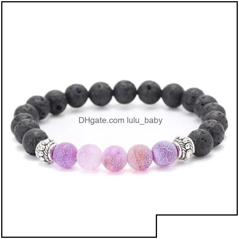 Charm Bracelets Jewelry Weathers Agate Black Lava Stone Bracelet Essential Oil Per Diffuser For Women Men Yoga Drop Delivery 2021