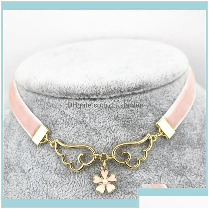 Pendant Necklaces Fashion Pink Ribbon Jewelry Accessories Metal Enamel Angel Wing Star Heart Card Captor Sakura Zutyy Injcv