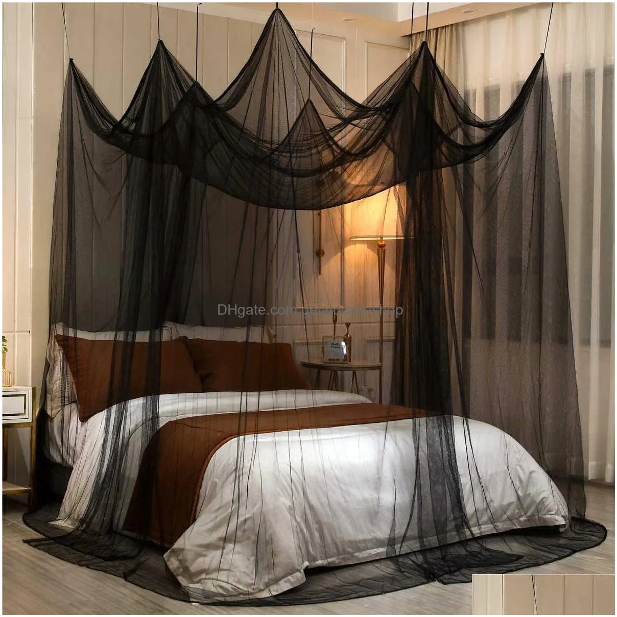  8 corner post canopy bed curtains elegant camping tent mosquito net for bed canopy screen netting full/queen/king