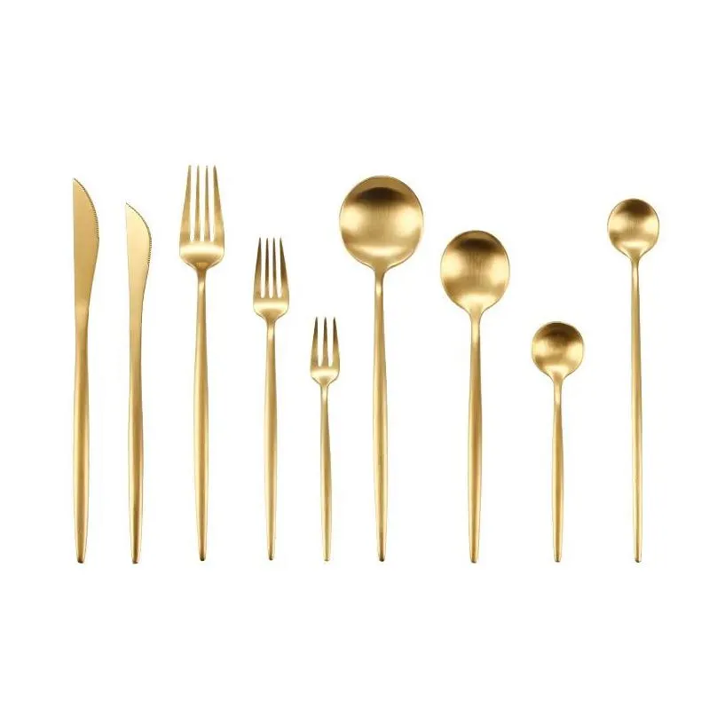 gold flatware wedding dinnerware gold cutlery knife fork spoon stainless steel tableware silverware