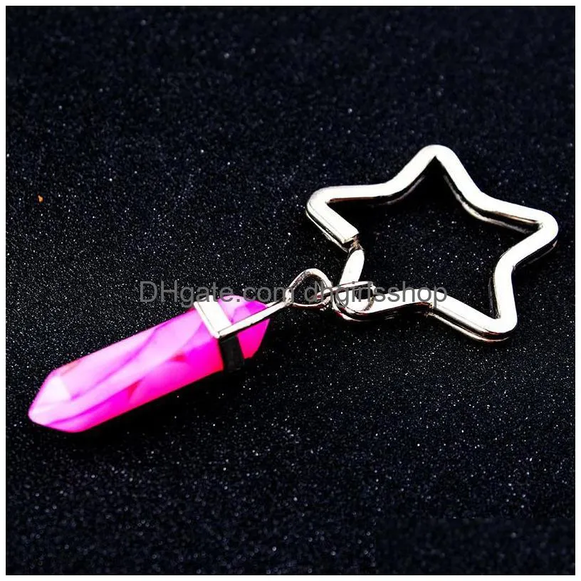 fashion jewelry accessories women natural stone key rings colorful keychains rings for bag