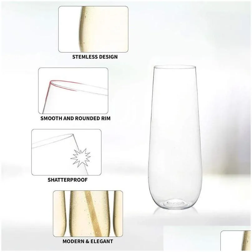 disposable dinnerware plastic wine party white champagne coupes cocktail glass flutes cup 1/10/20 piece