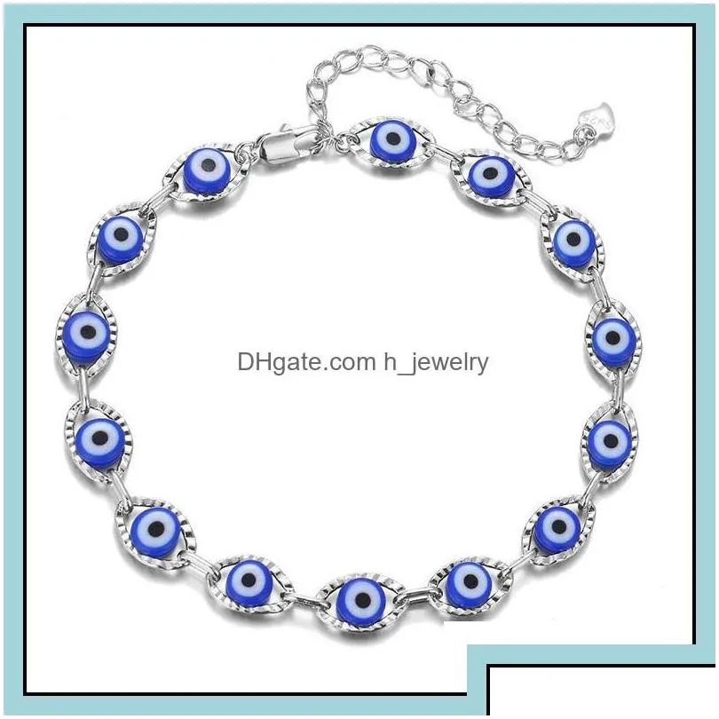 Charm Bracelets Crystal Bead Bracelet Bangles Enamel Gold Evil Blue Eye For Women Lucky Turkish Eyes Jewelry Gifts Drop Delivery Otayz