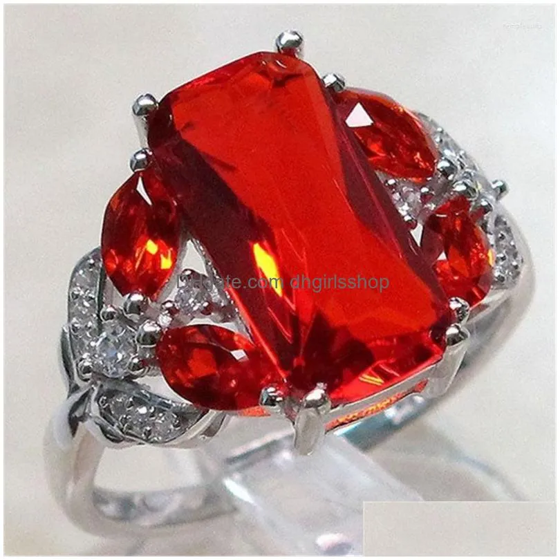 wedding rings 2023 fashion luxury ruby crystal ring grand personality female party jewelry shiny horse eye headwear