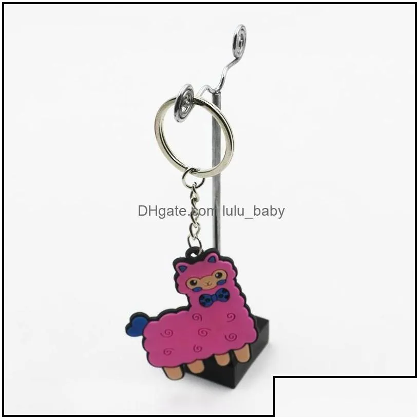 Keychains Fashion Accessories New Pvc Llama Keychain Alpaca Keyring Pendant Key Chain Metal Ring Gift Purse Bag Hand Decoration 274 T2