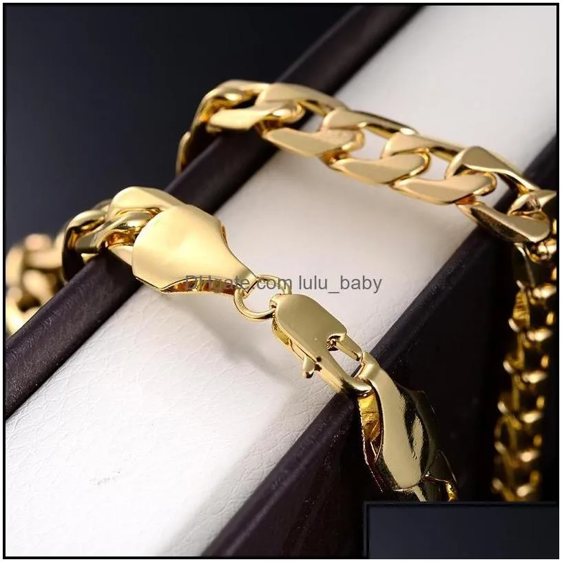 Chains Fashion Luxury Jewerly 18K Yellow Gold Cuban Chain 10Mm Width Necklace For Women And Men 60Cm 23.6Inch Drop Delivery Lulubaby