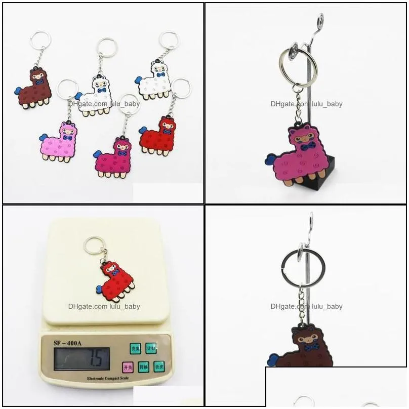 Keychains Fashion Accessories New Pvc Llama Keychain Alpaca Keyring Pendant Key Chain Metal Ring Gift Purse Bag Hand Decoration 274 T2