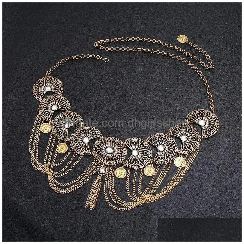 bohemian multilayer belly piercing dance belt waist chain sexy for women gold metal crystal coin long tassel body jewelry gift