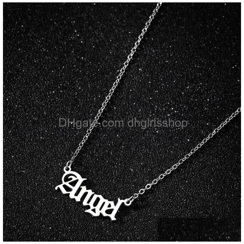 hip hop stainless steel necklaces for women personalized necklace babygirl angel honey baby letter pendant jewelry gift