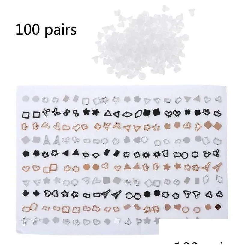 Stud 100 Pairs Assorted Styles Polymer Clay Hypoallergenic Earrings Lot For Kids Drop Delivery Jewelry Dhf8C