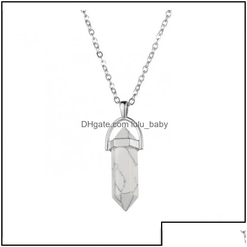 Pendant Necklaces & Pendants Jewelry Shape Real Amethyst Natural Crystal Quartz Healing Point Chakra Bead Gemstone Opal Stone Chain 2172