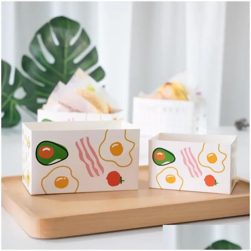 gift wrap 50pcs square wrapping paper box oilproof sandwich thick egg toast breakfast packaging boxes restaurant supply