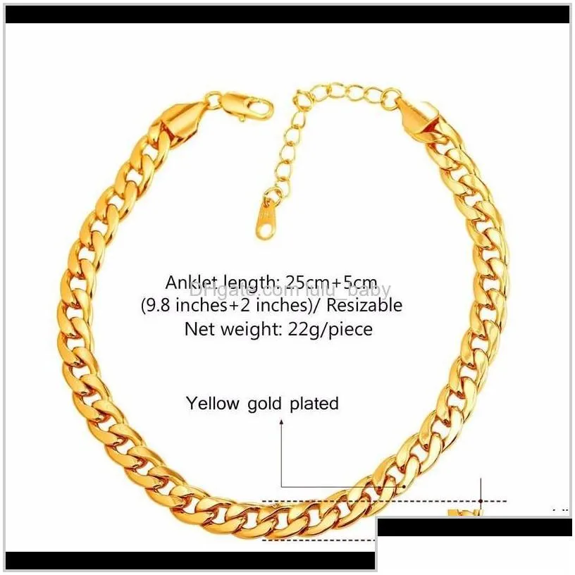 Anklets Drop Delivery 2021 Summer Jewelry Foot On The Leg Gold Color Bracelet Ankle Link Chain Anklet Bracelets For Women Jtueg