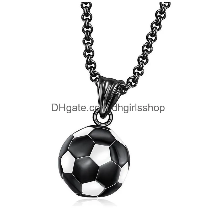 fashion stainless steel football necklace men soccer pendant necklace women sporty jewelry gift