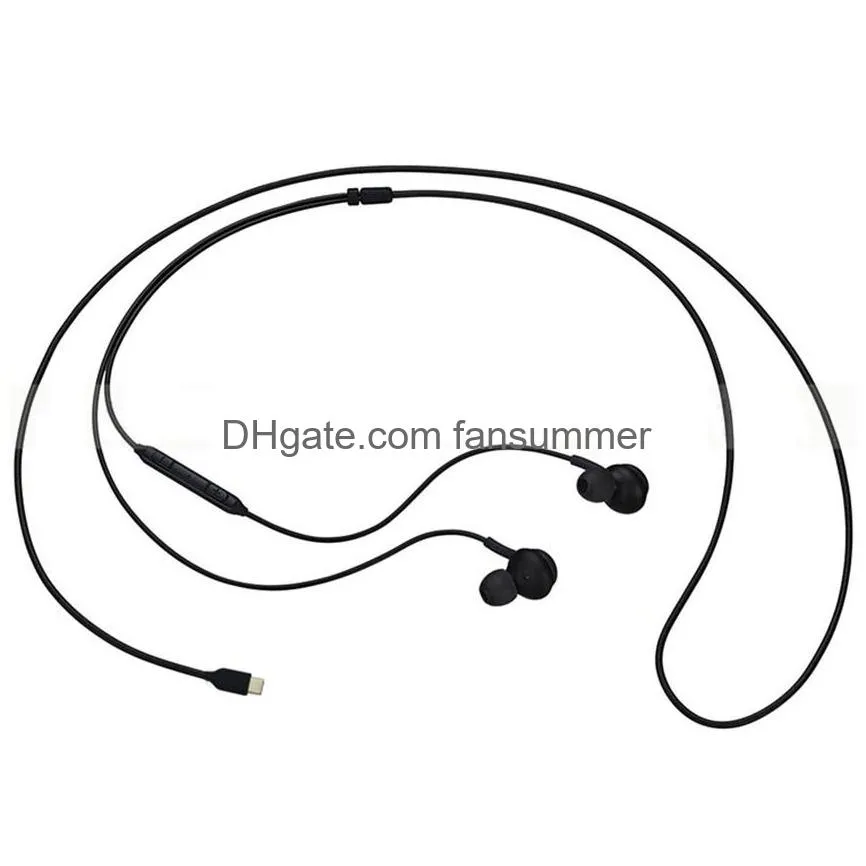 usb-c jack headphones cell phone earphones wired headset for samsung note 10 plus s20 ultra galaxy a8s a9s type c plug earphone