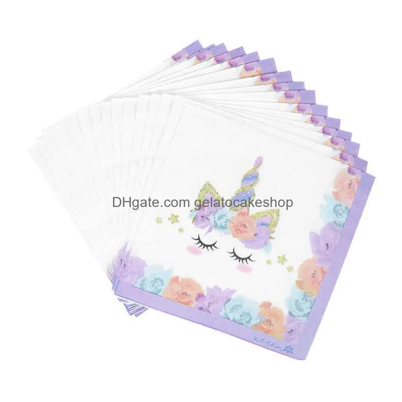  48pcs/set unicorn disposable tableware paper plate napkin cup unicorn girl birthday party decorations kids gifts baby shower