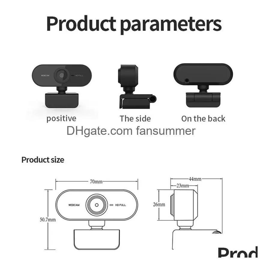 webcam 1080p full hd cam web camera with microphone usb plug web-cam for pc computer  laptop desktop youtube skype mini cameras