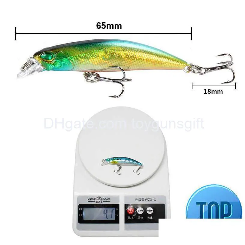 1 pcs/lot 6.5cm 4.1g wobbler fishing lure minnow hard bait with fishing hooks 3d eyes bass trolling isca artificiail tackle