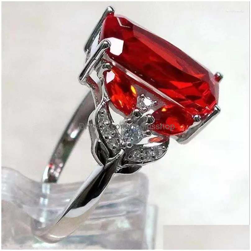 wedding rings 2023 fashion luxury ruby crystal ring grand personality female party jewelry shiny horse eye headwear