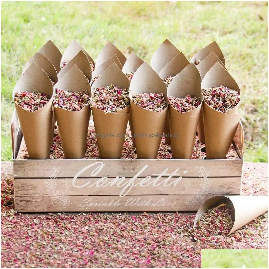  wedding kraft paper tray confetti cone stand box tray for wedding decoration flower confetti cones rustic wedding paper holder