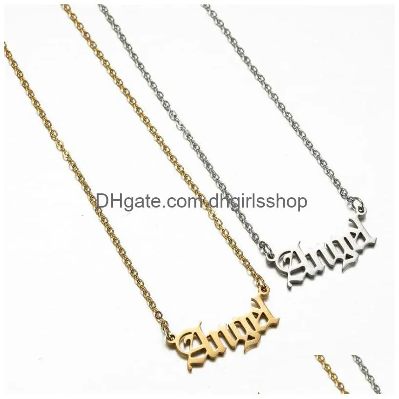 hip hop stainless steel necklaces for women personalized necklace babygirl angel honey baby letter pendant jewelry gift