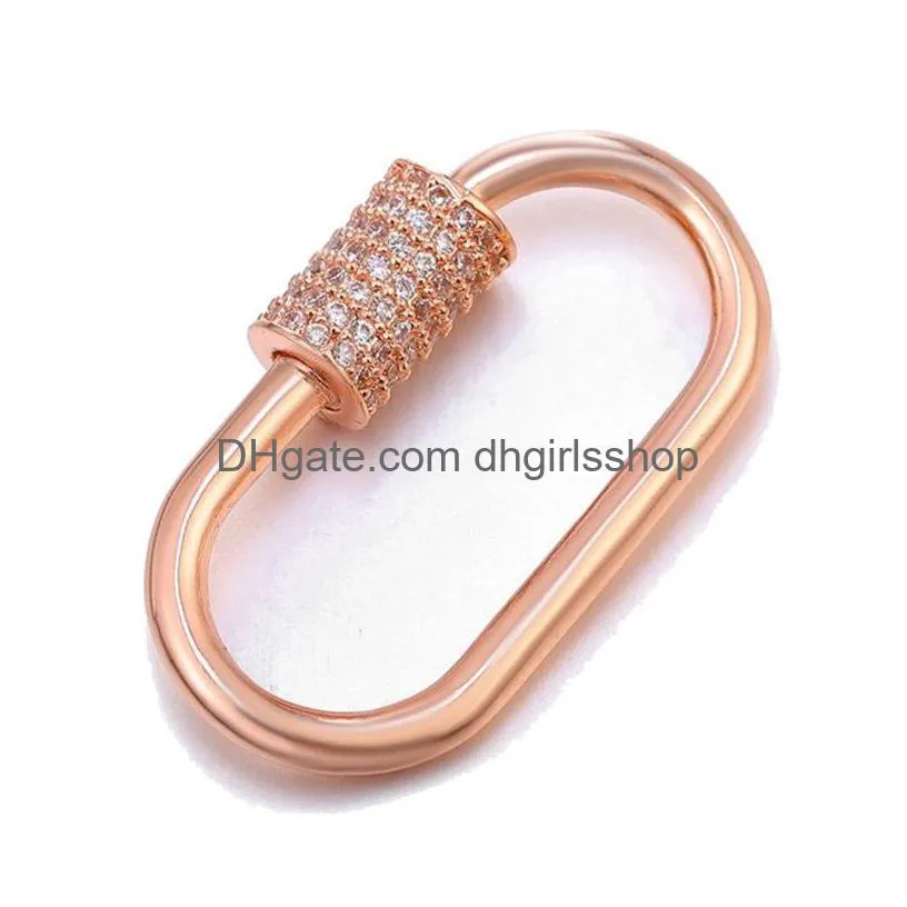 riversr cz micro pave screw clasps accessories white pink yellow gun black peach heart shape copper zircon pendant connectors diy jewelry findings