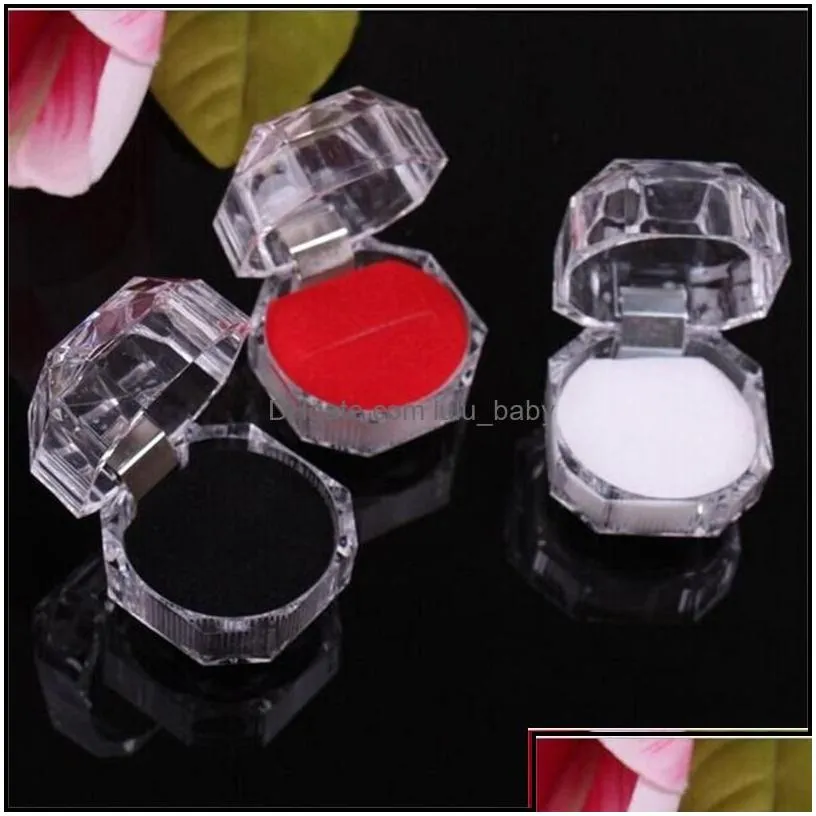 Jewelry Boxes 3Colors 60Pcs Rings Box Jewelry Clear Acrylic Wedding Gift Ring Stud Dust Plug 314 Q2 Drop Delivery 2021 Packag Lulubaby
