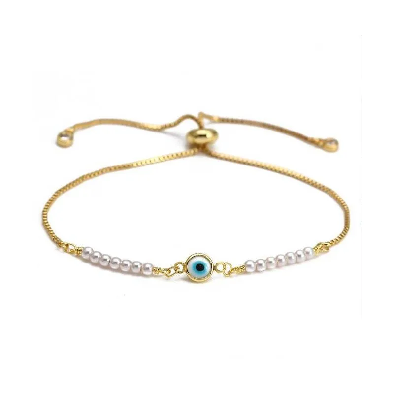 Gold Evil Blue Eye Bracelets Lucky Turkish Eyes Charm Bracelet For Women Girls Beach Jewelry Party Gift 10 styles Wholesale