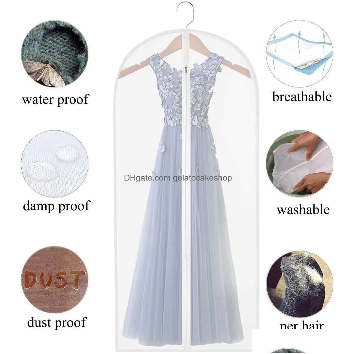  peva dress clothes cover long dress suit jacket white transparent hanging dust cover home wardrobe clothes storage bag