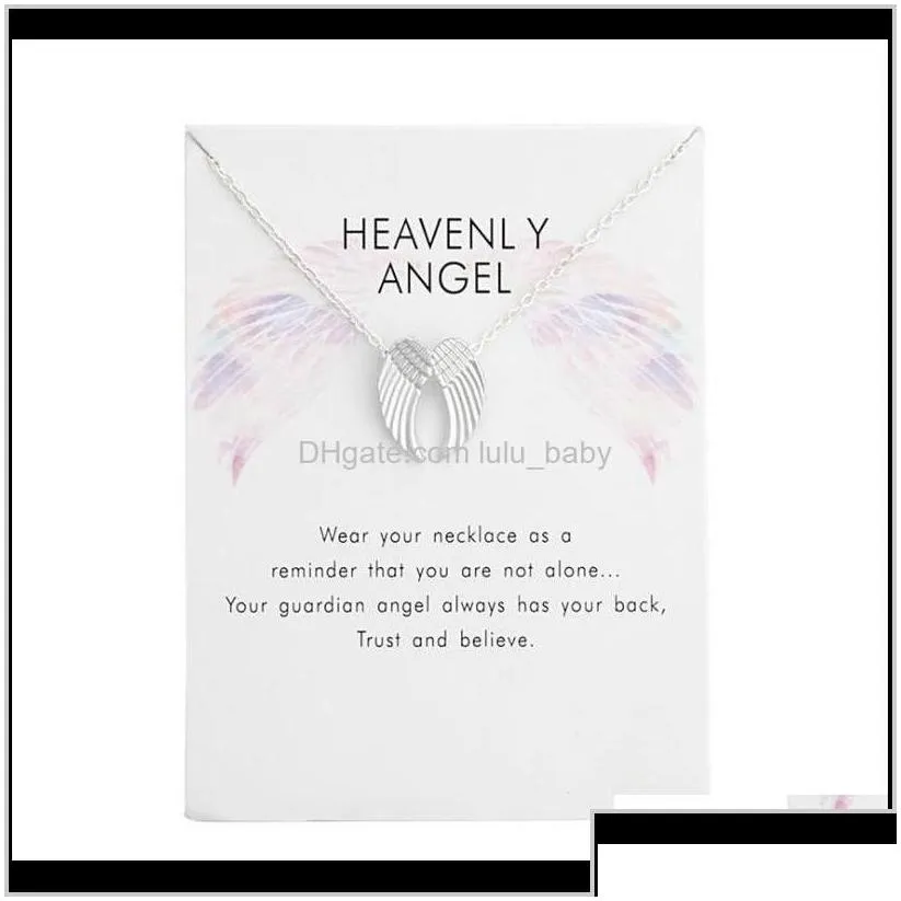 Fashion Jewelry Heavenly Double Angel Wings Necklace With Card Selling G1Egi Necklaces Zsold