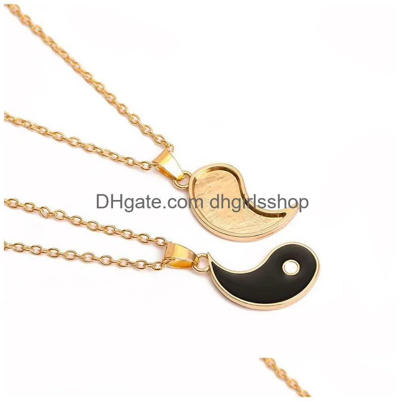 tai chi paired pendant couple necklaces for women men good friends trendy yin yang pendant necklace fashion jewelry gifts