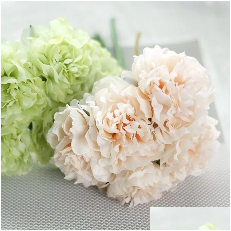 wholesale-1 bouquet 5 head wedding artificial hydrangea flower home wedding party birthday year christmas valentines day floral