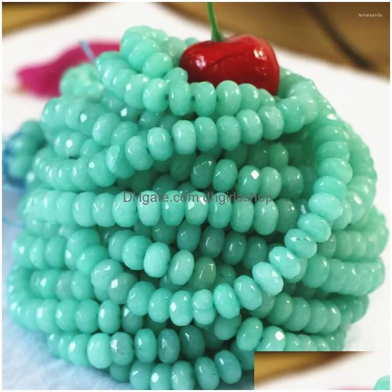 beads natural stone amazonite jades chalcedony 2x4mm 4x6mm 5x8mm faceted rondelle abacus loose charms jewelry making 15