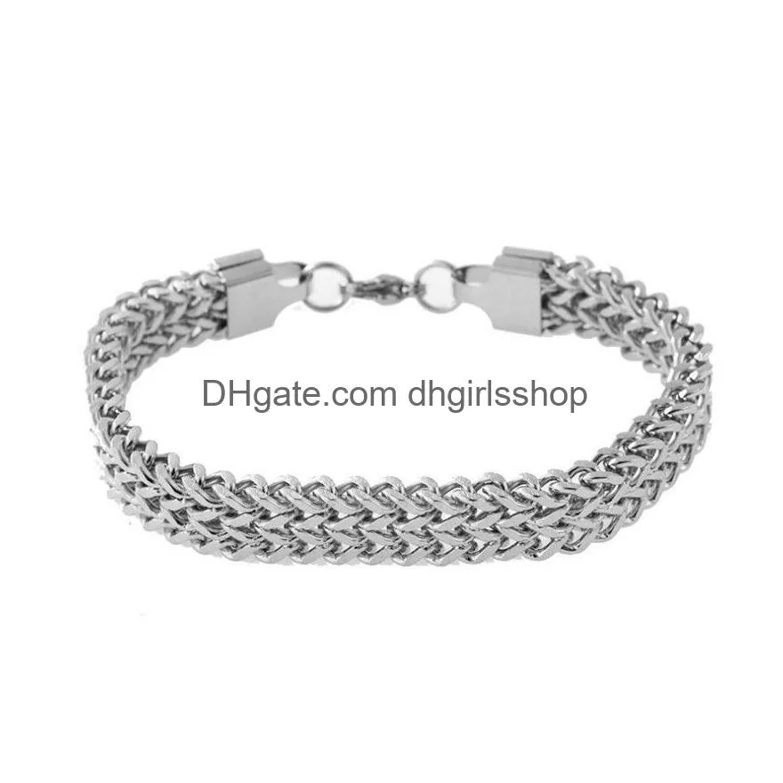 casual men chain bracelet good quality stainless steel male personal charm bracelets