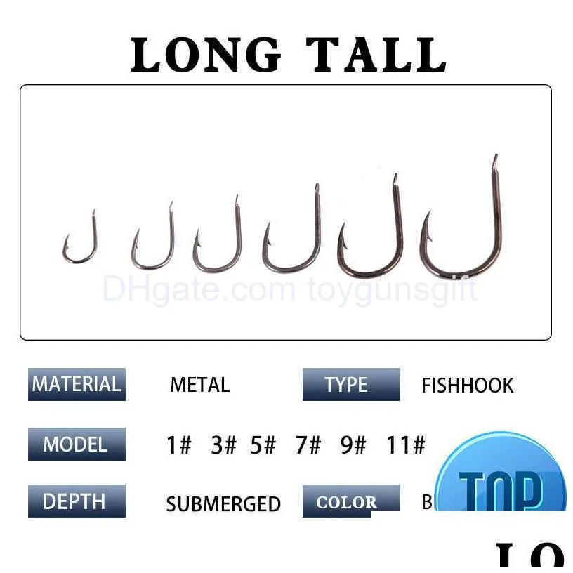 1 pcs barbed fish hook fishhook 10pcs/lot size1#-size11# high carbon steel jigging carp fishhooks fishing tackle