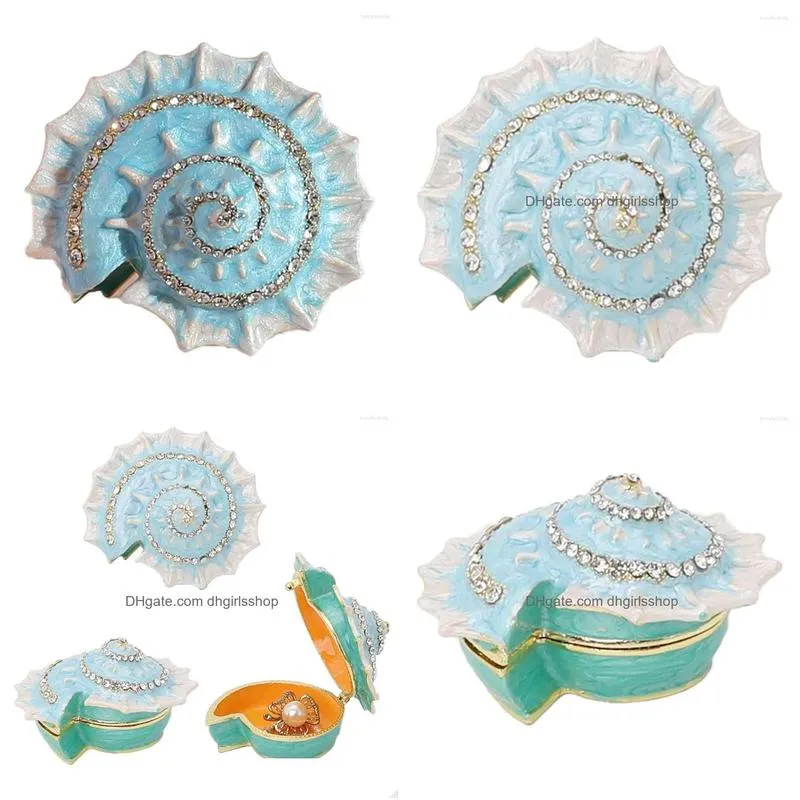 jewelry pouches 2022 blue conch shell box creative trinket collectible ring holder storage container keepsake gift home