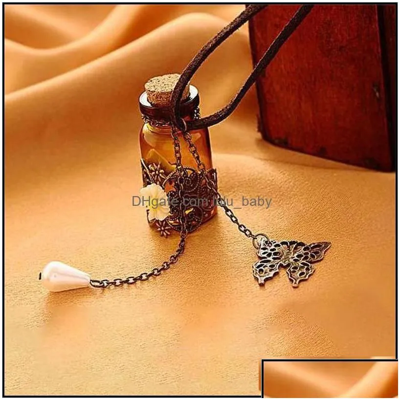 Pendant Necklaces & Pendants Jewelry Glass Bottle Aromatherapy  Oil Diffuser Necklace Locket With 24