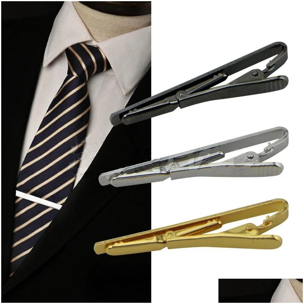 Other Groom Accessories 55X5mm Fashion Men Tie Clip Metal Silver Gold Simple Necktie Bar Clasp Suits Formal Wedding Necktie Pin