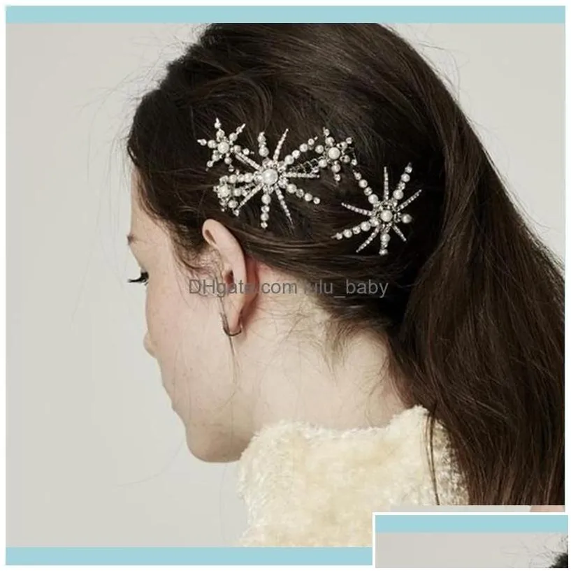 Headbands Hair Jewelryfashion Bridal Rhinestone Star Pearl Pins Aessories For Women Crystal Clips Barrettes Hairgrip Jewelry Drop Delivery