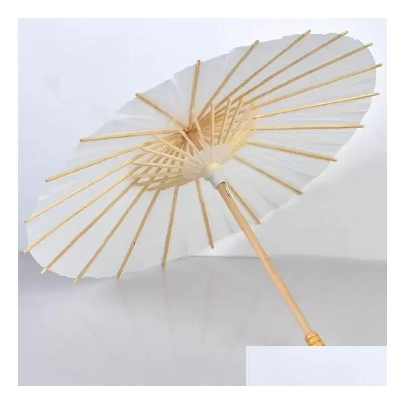stock fans parasols wedding bride parasols white paper umbrella wooden handle japanese chinese craft 60cm diameter umbrellas