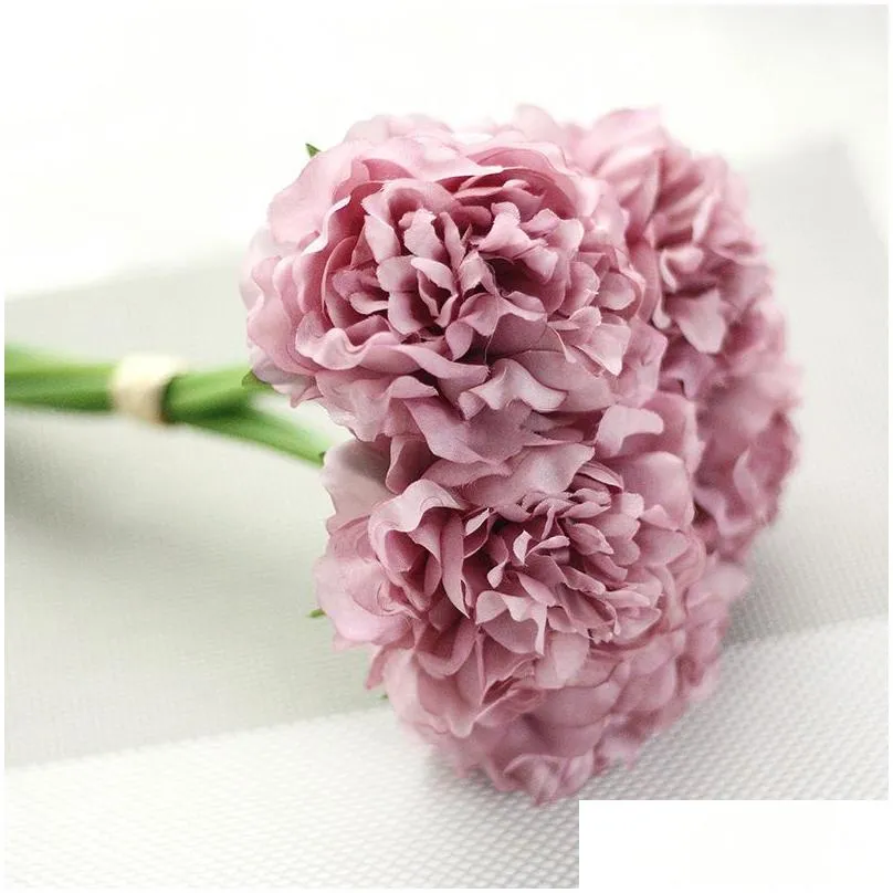 wholesale-1 bouquet 5 head wedding artificial hydrangea flower home wedding party birthday year christmas valentines day floral
